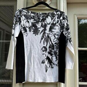 WHBM (White House Black Market) Floral Print Sweater, M